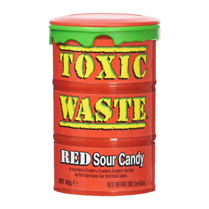 Кислые леденцы Toxic Waste Red Sour Candy (красная бочка) (США), 42 г - фотография № 1
