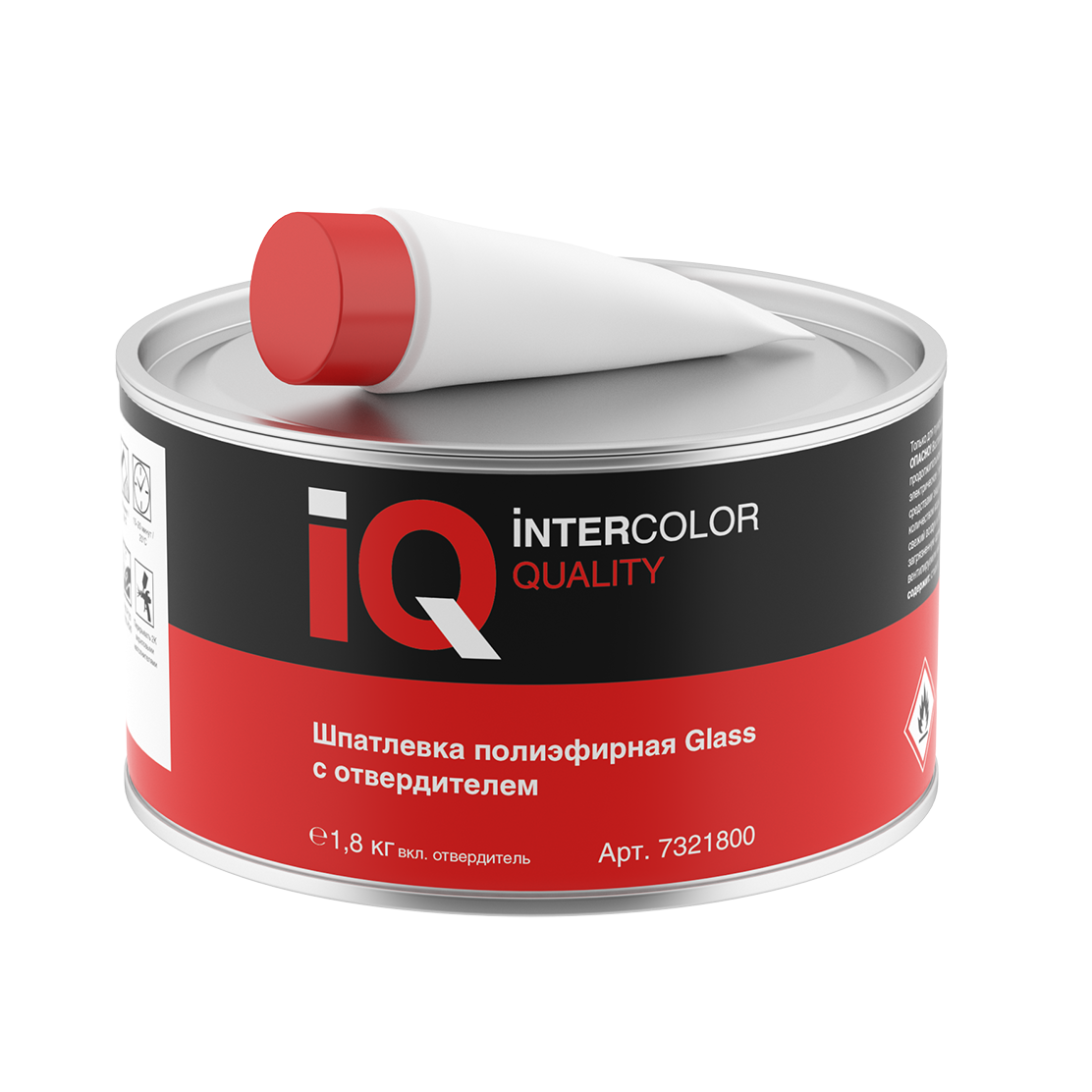 фото Шпатлевка полиэфирная IQ Glass, усиленная стекловолокном + отвердитель (1.8 кг)