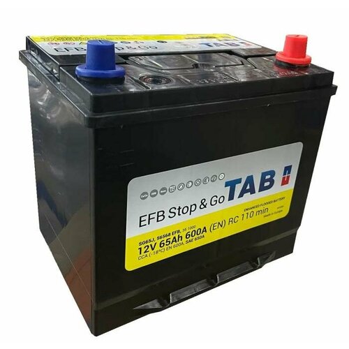 Аккумуляторная батарея TAB EFB Stop&Go 65 а/ч, обратная пол-сть (56568) яп. ст/бортик TAB-EFB-56568