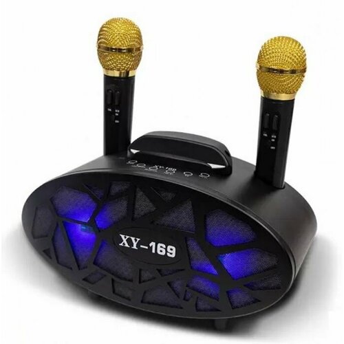 Колонка Bluetooth MP3 караоке 2 микрофона XY-169 черная 503000₽