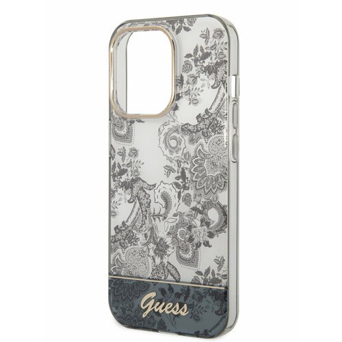 Guess для iPhone 14 Pro чехол PC/TPU Toile de Jouy w Electroplated camera Hard Grey