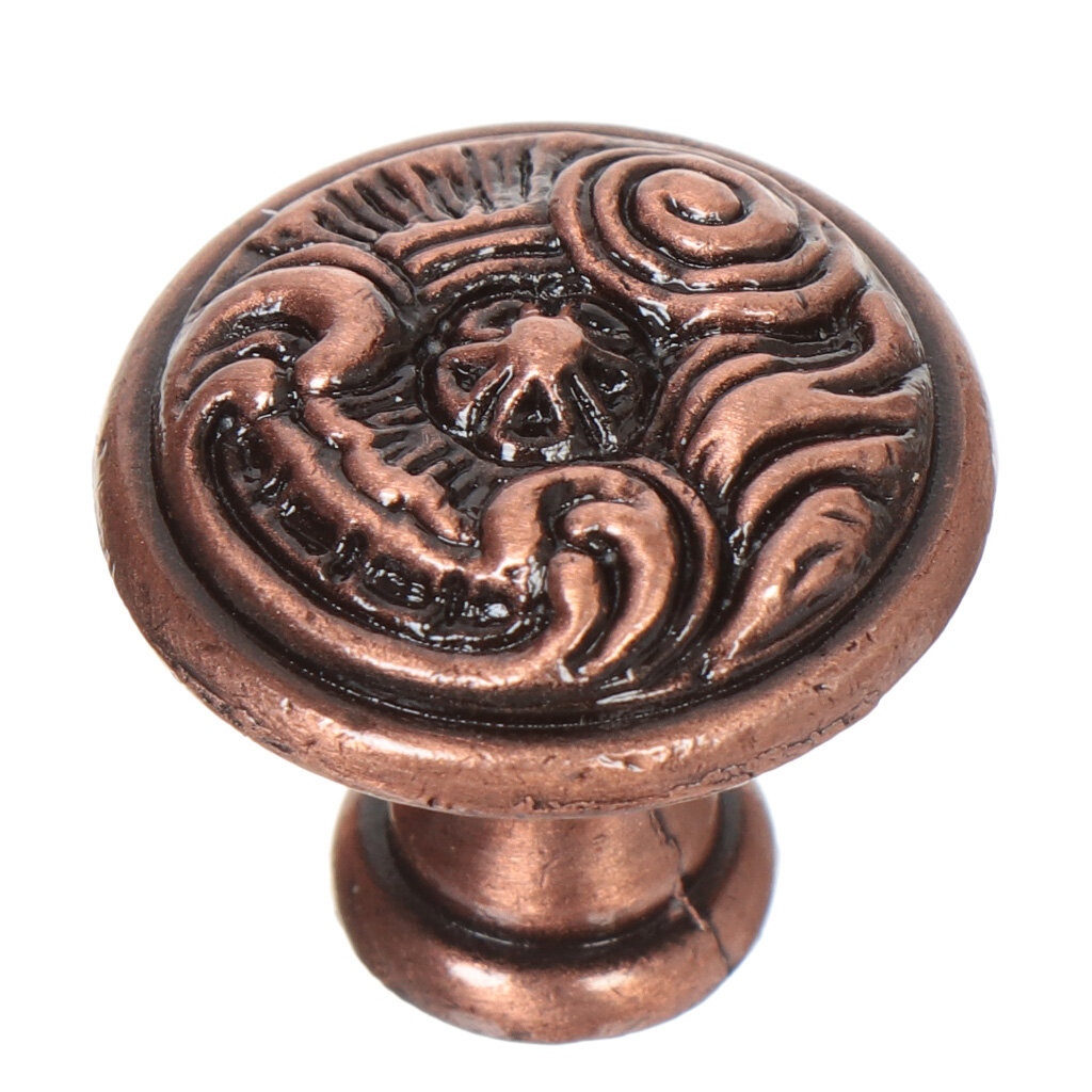 фото Ручка-кнопка мебельная Trodos 14.129.30 "736S", медь, 29х23 мм