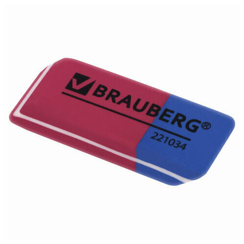 BRAUBERG Ластик BRAUBERG Assistant 80, 41х14х8 мм, красно-синий, прямоугольный, скошенный, 221034