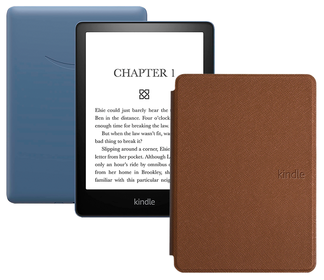 Электронная книга Amazon Kindle PaperWhite 2021 16Gb black Ad-Supported Denim с обложкой ReaderONE PaperWhite 2021 Brown