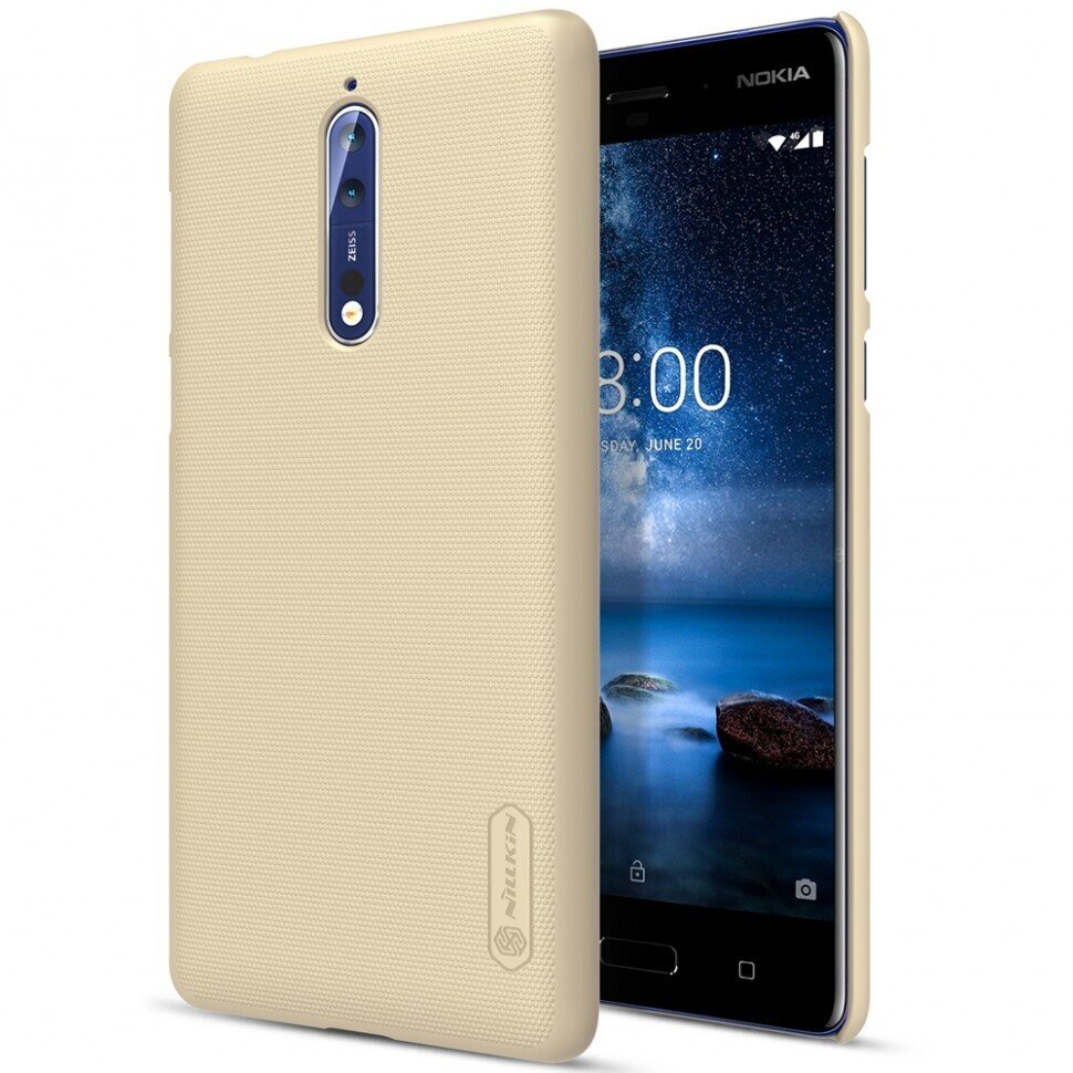 фото Накладка Nillkin Frosted Shield пластиковая для Nokia 8 Gold (золотистая) + пленка