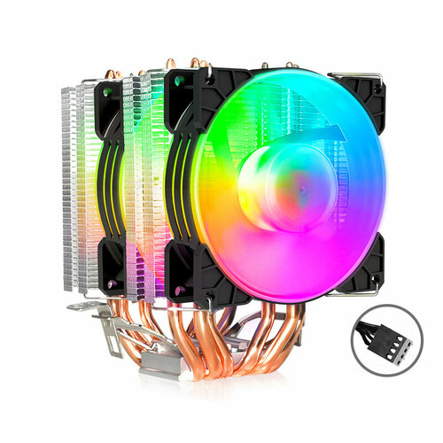 кулер для процессоров amd intel cool storm ct 2u с двумя медными трубками и подсветкой rgb Кулер охлаждение MyPads MX-6 для процессора Intel/ AMD для компьютера настольного с подсветкой RGB120 RGB поддержка сокета LGA 1150/1151/ AM4с