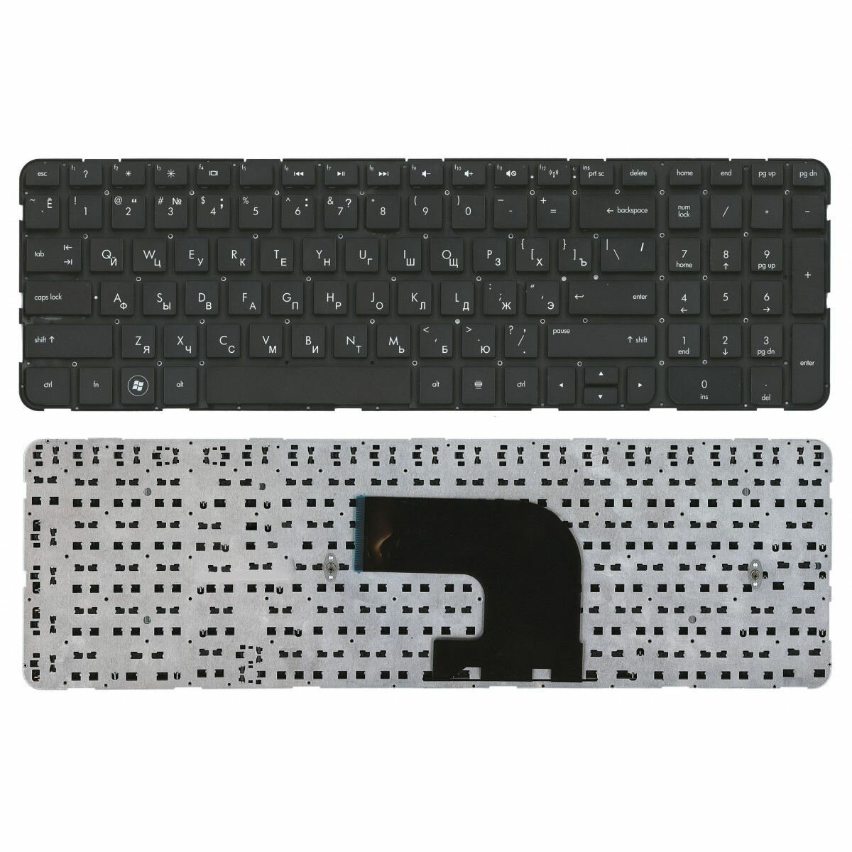 Клавиатура для ноутбука HP Pavilion DV6-7000 черная без рамки плоский Enter