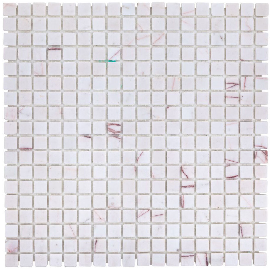 Мозаика из натурального мрамора Pink Porriny DAO-537-15-4. Матовая. Размер 300х300мм. Толщина 4мм. Цвет белый/розовый. 1 лист. Площадь 0.09м2