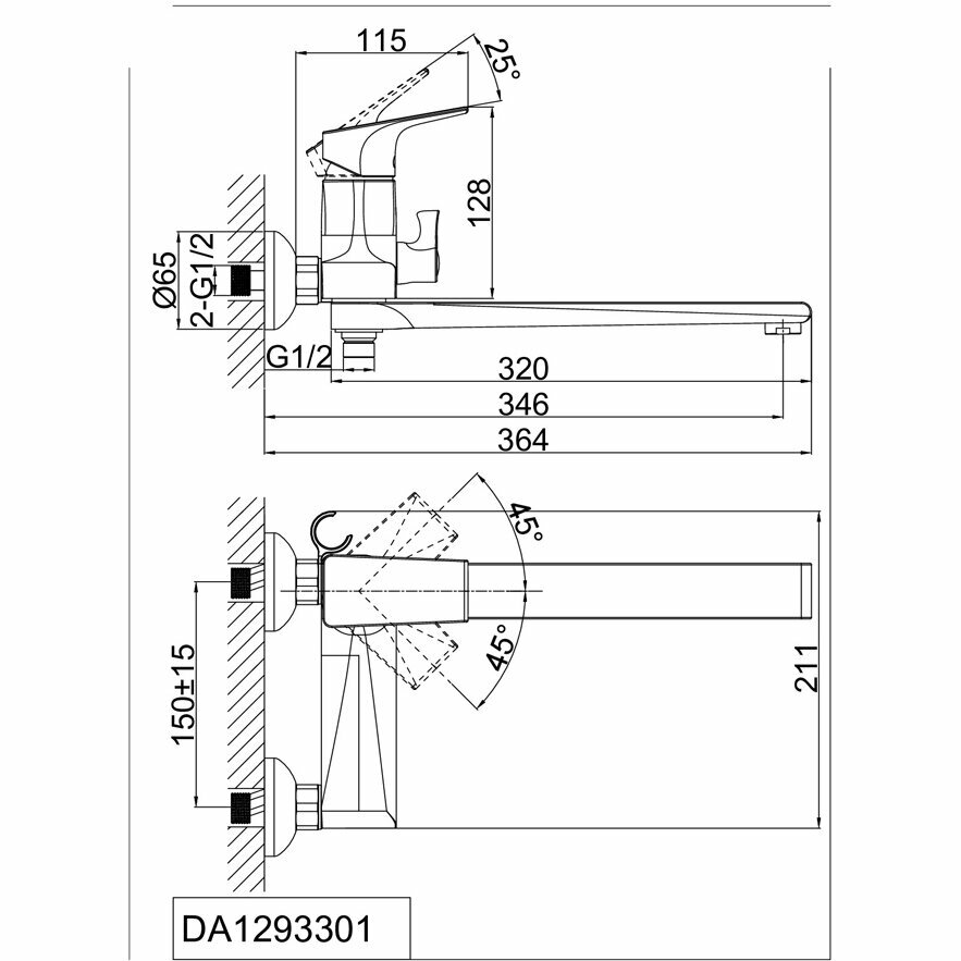 Смеситель для ванны DK Rhein Hertz (DA1293301) хром