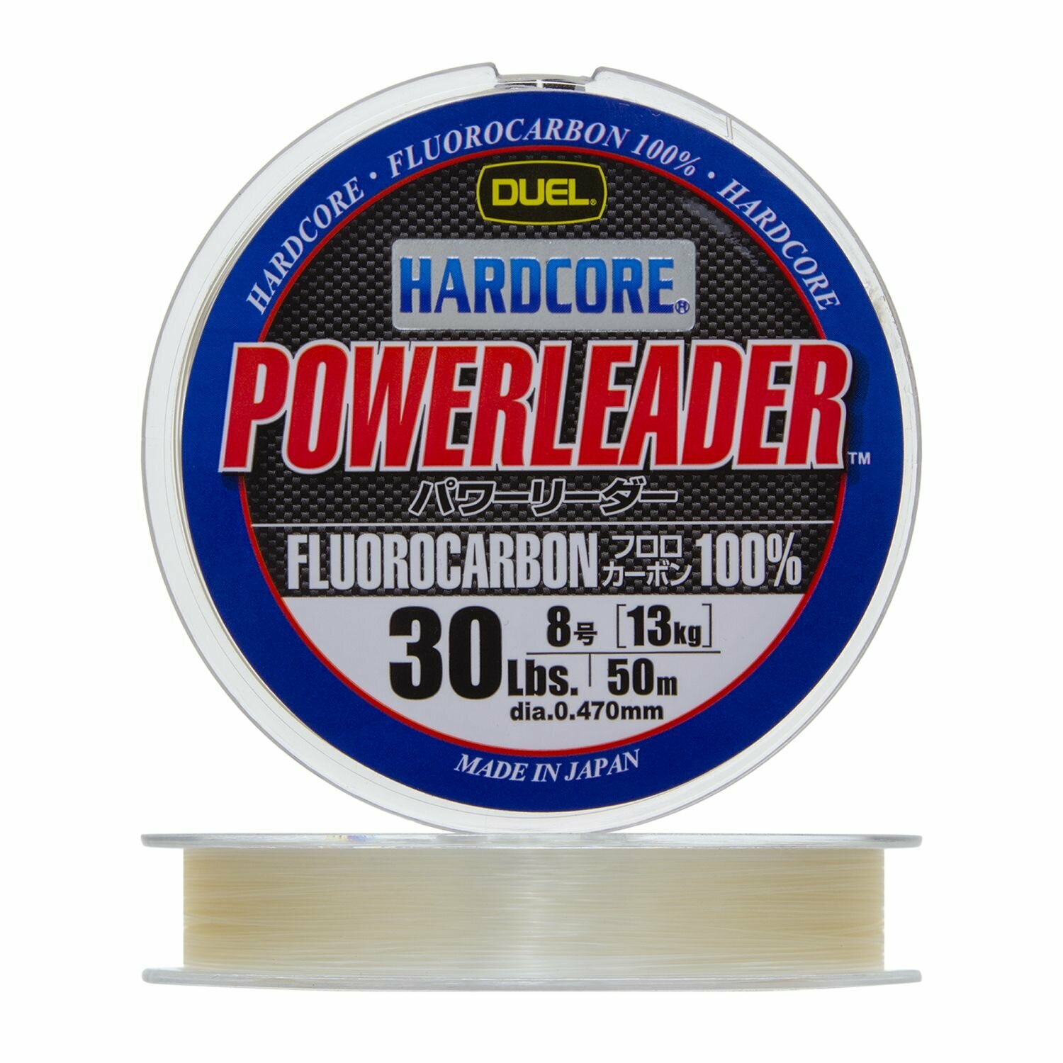 Флюорокарбоновая леска Duel Hardcore Powerleader Fluorocarbon 100%, 50м, 0.470мм, 30lb, 13кг, арт. H3342