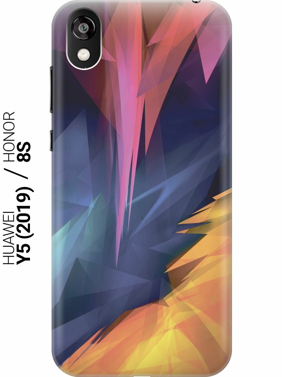 Силиконовый чехол на Honor 8S / Huawei Y5 (2019) / Хуавей У5 2019 / Хонор 8с с принтом "Розовый, синий, желтый"