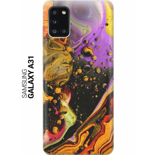 ультратонкий силиконовый чехол накладка для samsung galaxy j6 2018 с принтом разноцветные капли Ультратонкий силиконовый чехол-накладка для Samsung Galaxy A31 с принтом Разноцветные капли