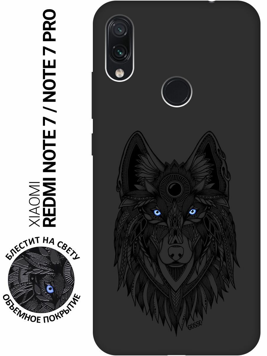фото Ультратонкая защитная накладка Soft Touch для Xiaomi Redmi Note 7 / Note 7 Pro с принтом "Grand Leo" черная