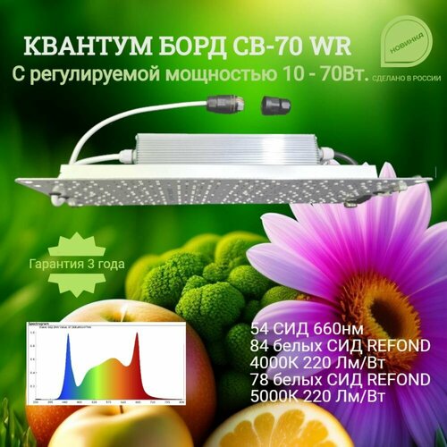 Полноспектральный фитосветильник Квантум борд CB 70 WR 1