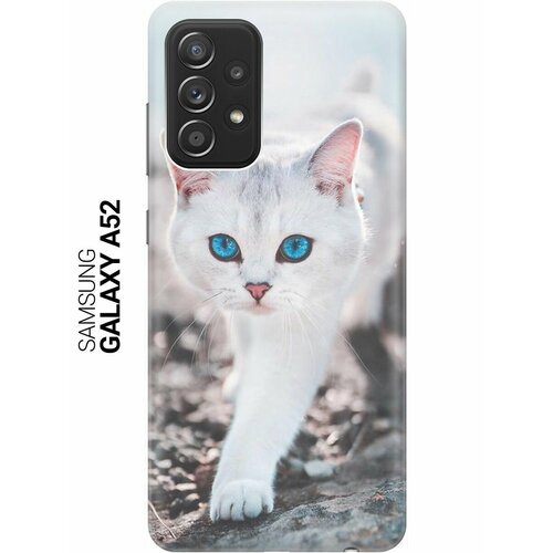 ультратонкий силиконовый чехол накладка для samsung galaxy j6 2018 с принтом голубоглазый кот Ультратонкий силиконовый чехол-накладка для Samsung Galaxy A52 с принтом Голубоглазый кот