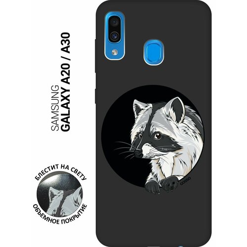 Матовый Soft Touch силиконовый чехол на Samsung Galaxy A20, A30, Самсунг А20, А30 с 3D принтом Raccon in a Hollow черный матовый soft touch силиконовый чехол на samsung galaxy s23 самсунг с23 с 3d принтом raccon in a hollow черный