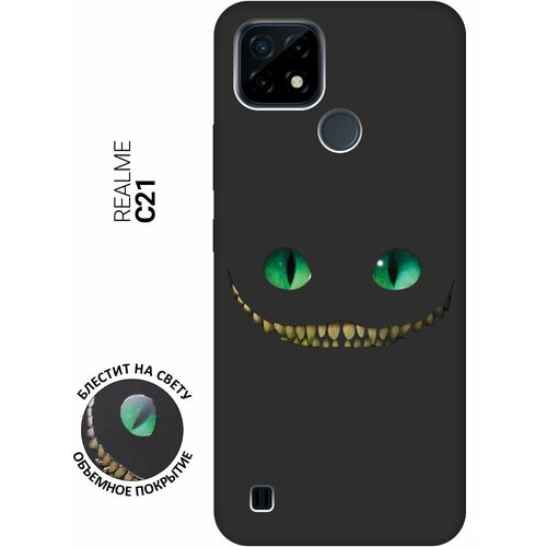 Матовый Soft Touch силиконовый чехол на realme C21, Рилми С21 с 3D принтом Cheshire Cat черный матовый soft touch силиконовый чехол на realme c21 рилми с21 с 3d принтом grand owl черный