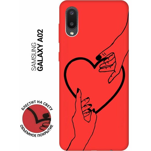 Силиконовый чехол на Samsung Galaxy A02, Самсунг А02 Silky Touch Premium с принтом Hands красный силиконовый чехол на samsung galaxy a02 самсунг а02 silky touch premium с принтом k heart красный