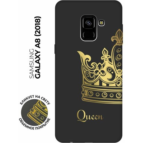 Матовый чехол True Queen для Samsung Galaxy A8 (2018) / Самсунг А8 2018 с 3D эффектом черный матовый чехол true princess для samsung galaxy a8 2018 самсунг а8 плюс 2018 с 3d эффектом черный