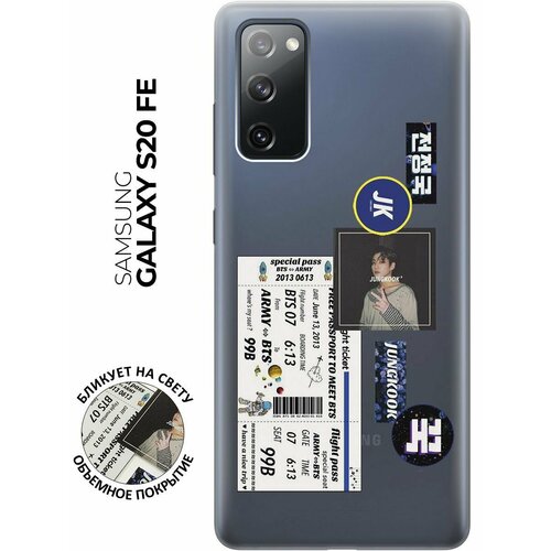 Силиконовый чехол с принтом BTS Stickers для Samsung Galaxy S20 FE / Самсунг С20 ФЕ силиконовый чехол на samsung galaxy s20 fe самсунг с20 фе silky touch premium с принтом 2005 w темно зеленый