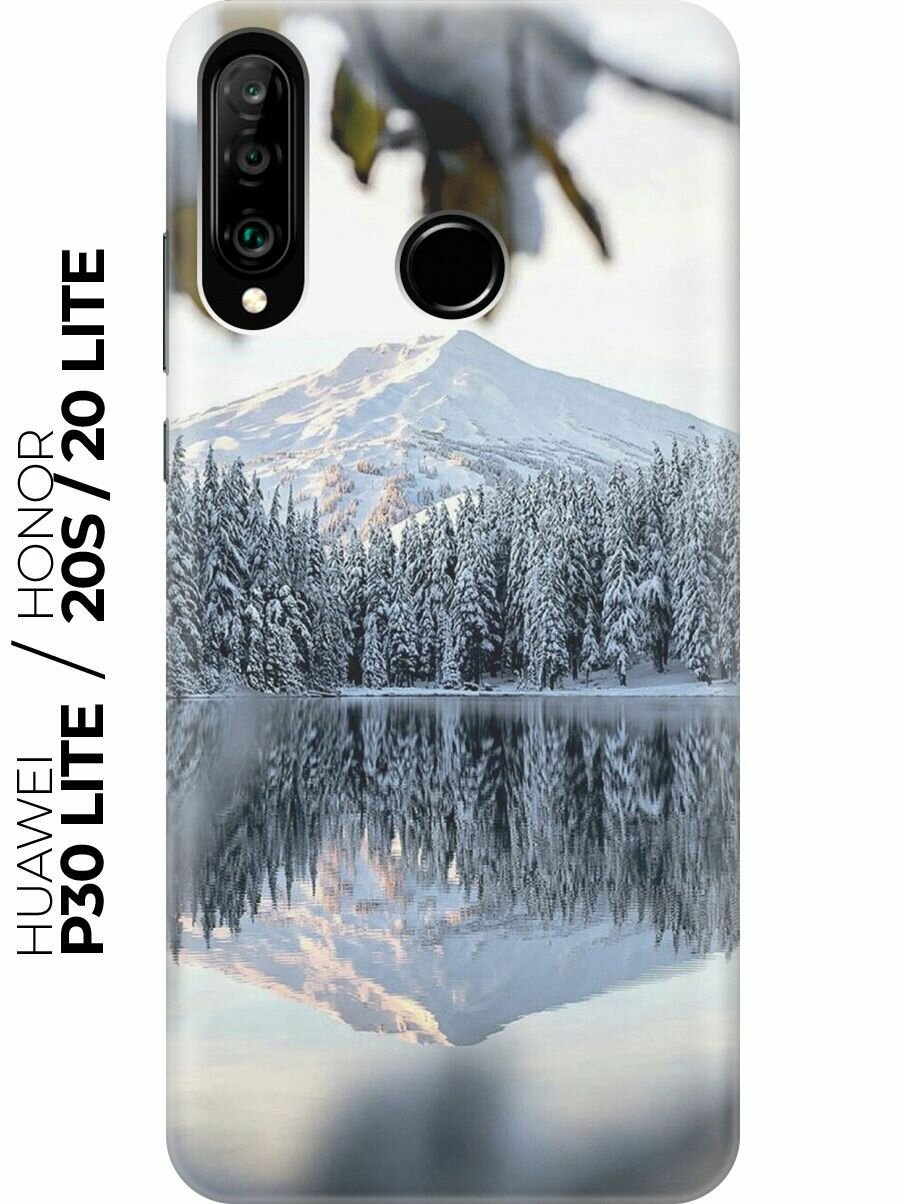 Силиконовый чехол Озеро в заснеженном лесу на Huawei P30 Lite / Honor 20 Lite / Honor 20s / Хуавей П30 Лайт / Хонор 20 Лайт / Хонор 20s