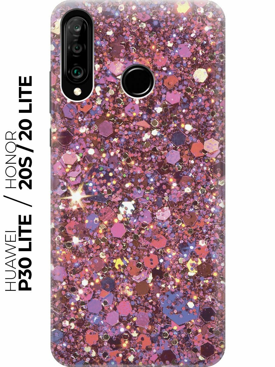 Силиконовый чехол Розовые пайетки на Huawei P30 Lite / Honor 20 Lite / Honor 20s / Хуавей П30 Лайт / Хонор 20 Лайт / Хонор 20s
