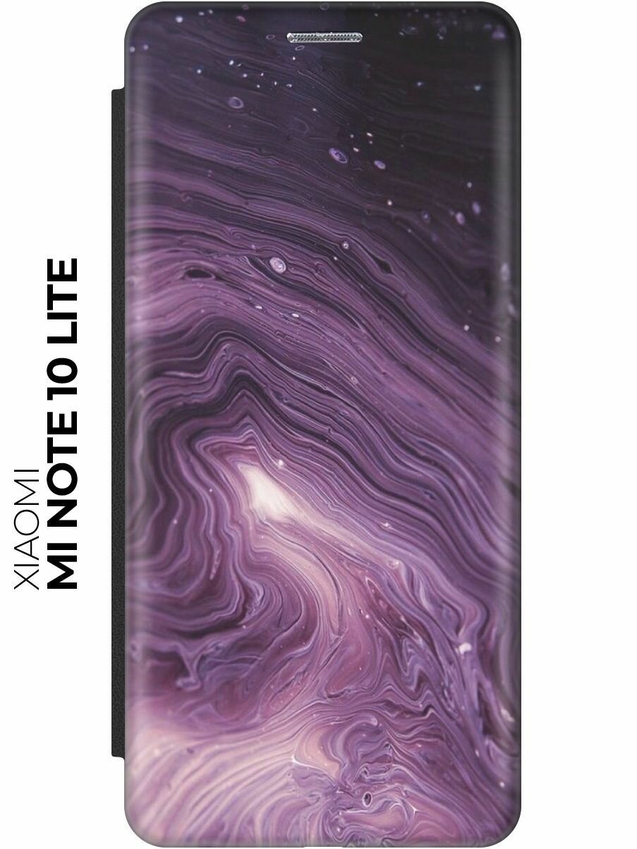 Чехол-книжка Бело-фиолетовые краски на Xiaomi Mi Note 10 Lite / Сяоми Ми Ноут 10 Лайт черный