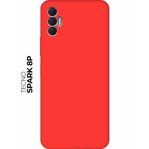 Матовый чехол на Tecno Spark 8P / Техно Спарк 8Р Soft Touch красный силиконовый чехол на tecno spark 8p техно спарк 8p красная маска самурая