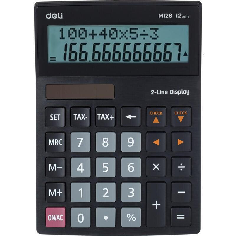 Калькулятор настольный полноразм Deli EM12612разр двухстроч двойн. пит чер