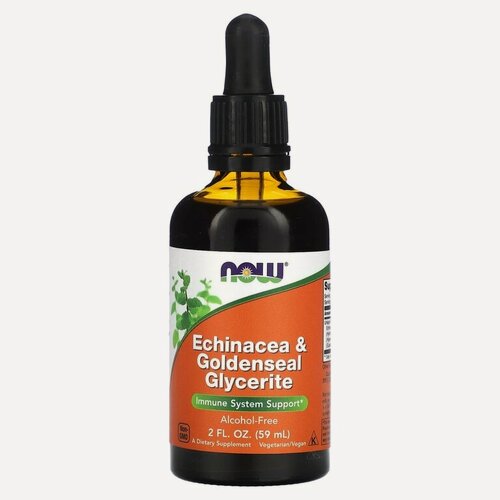 Изображение товара NOW Foods, Эхинацея и глицерит желтокорня, без спирта, 59 мл (2 жидк. унции)