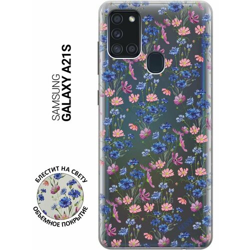 Ультратонкий силиконовый чехол-накладка ClearView 3D для Galaxy A21s с принтом Lovely Cornflowers ультратонкий силиконовый чехол накладка clearview 3d для galaxy note 20 ultra с принтом lovely cornflowers