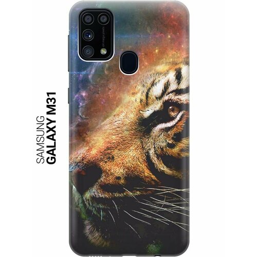 ультратонкий силиконовый чехол накладка для samsung galaxy s5 с принтом космический тигр Ультратонкий силиконовый чехол-накладка для Samsung Galaxy M31 с принтом Космический тигр