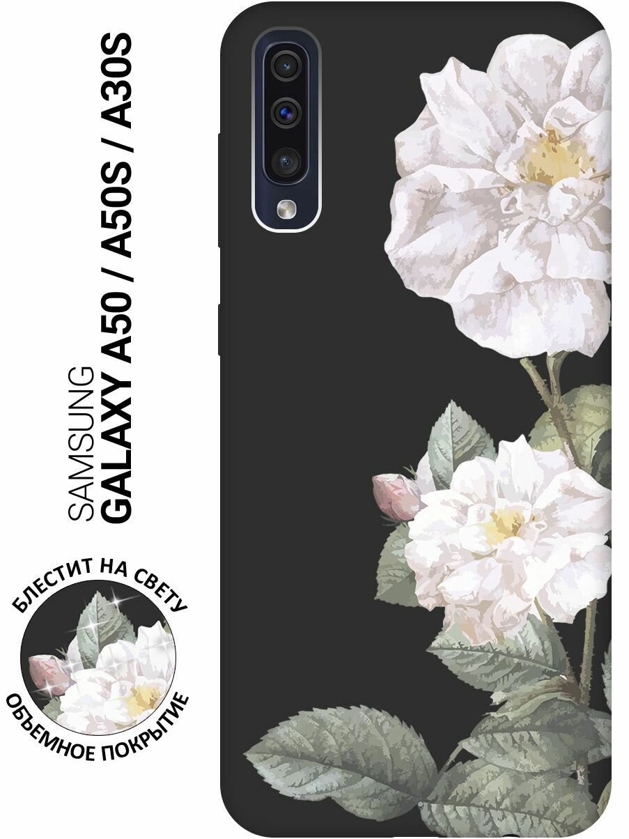 Матовый Soft Touch силиконовый чехол на Samsung Galaxy A50, A50s, A30s, Самсунг А50, А30 эс, А50 эс с 3D принтом "Avo-Swimming" черный матовый