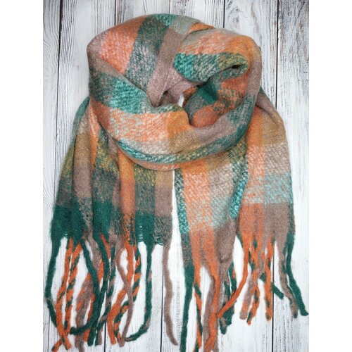 фото Шарф lavantti,190х50 см, one size, коричневый, зеленый