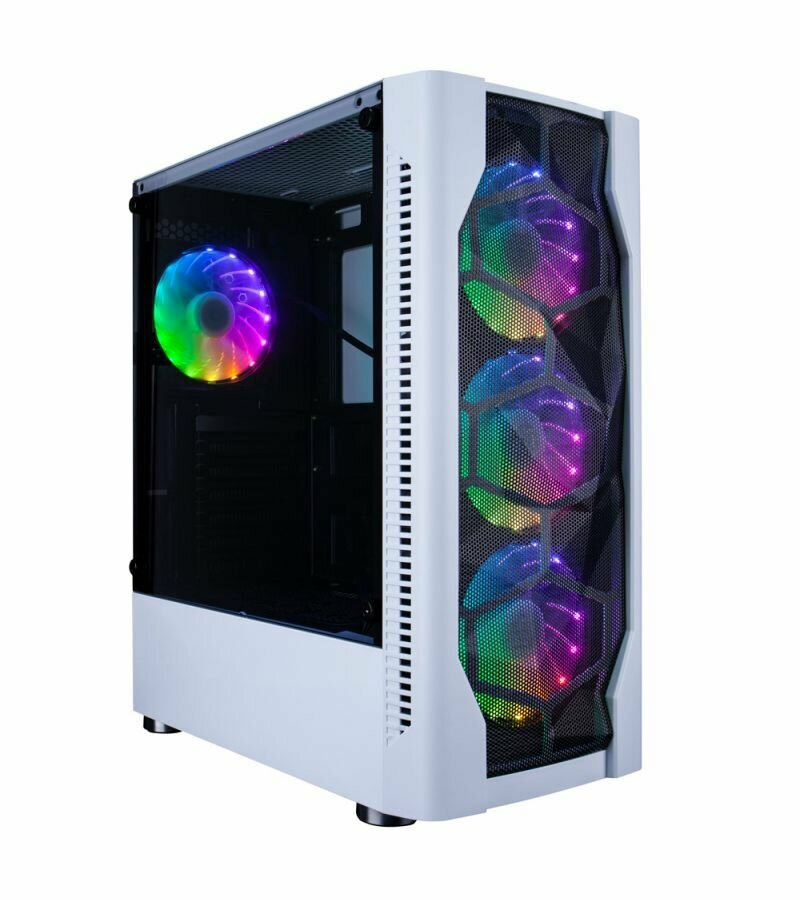 1STPLAYER Корпус DK D4 WHITE / ATX, tempered glass, metal mesh / 4x 120mm LED fans inc. / D4-WH-4G6