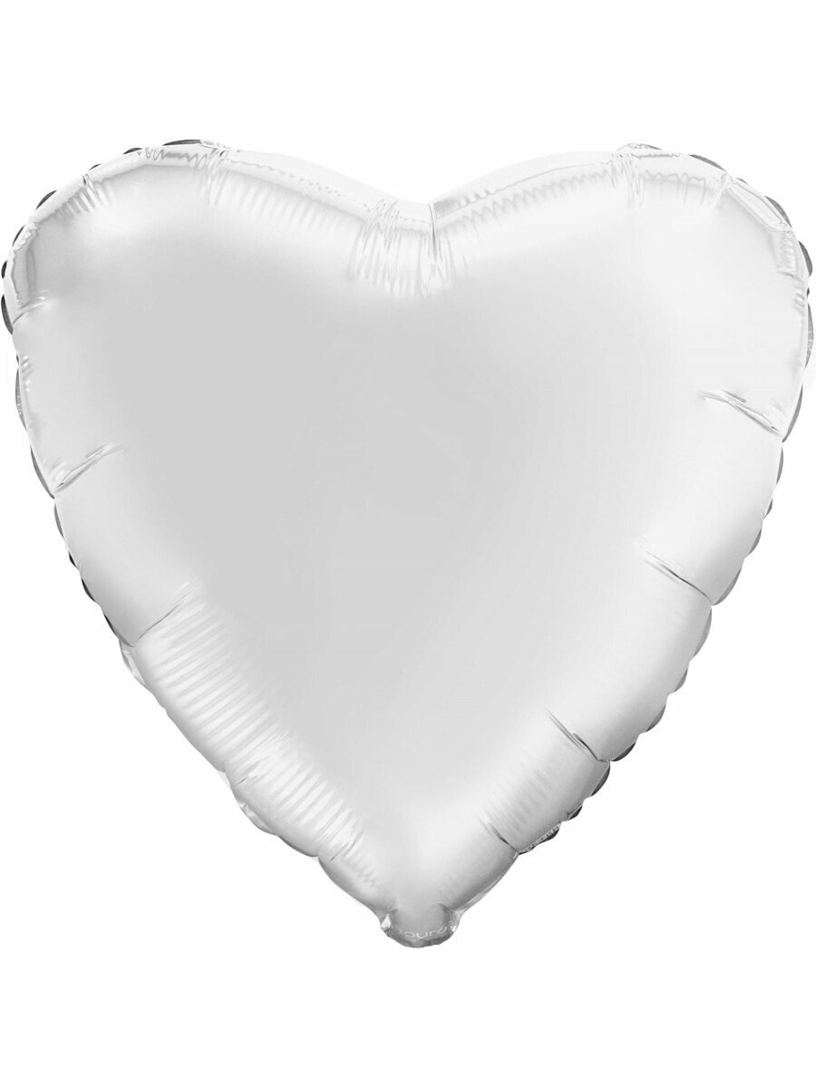 Мосшар Воздушный шар фольгированный сердце для праздника 45 см, белый