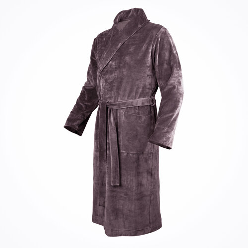 Халат Монотекс, длинный рукав, карманы, размер 60, коричневый