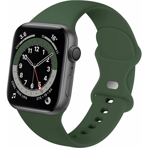 силиконовый ремешок для apple watch 38 40 41 mm угольно серый Силиконовый монобраслет для умных часов Apple Watch 38-40-41 mm / Сменный браслет (S) для смарт часов Эпл Вотч 1-9, SE, Ultra серии / Olive