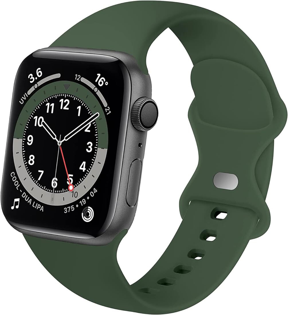 Силиконовый монобраслет для умных часов Apple Watch 38-40-41 mm / Сменный браслет (S) для смарт часов Эпл Вотч 1-9, SE, Ultra серии / Olive