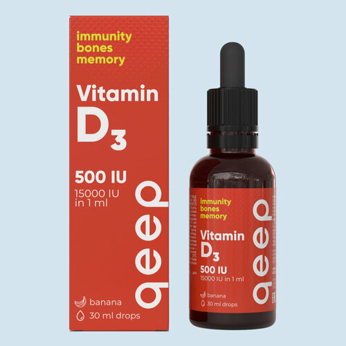 Qeep Витамин д3 / d3 vitamin, жидкий в каплях 500 ME, 30 мл