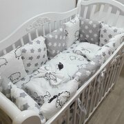 Комплект бортиков в кроватку из 16 предметов Mamdis для новорожденных и малышей с овечками
