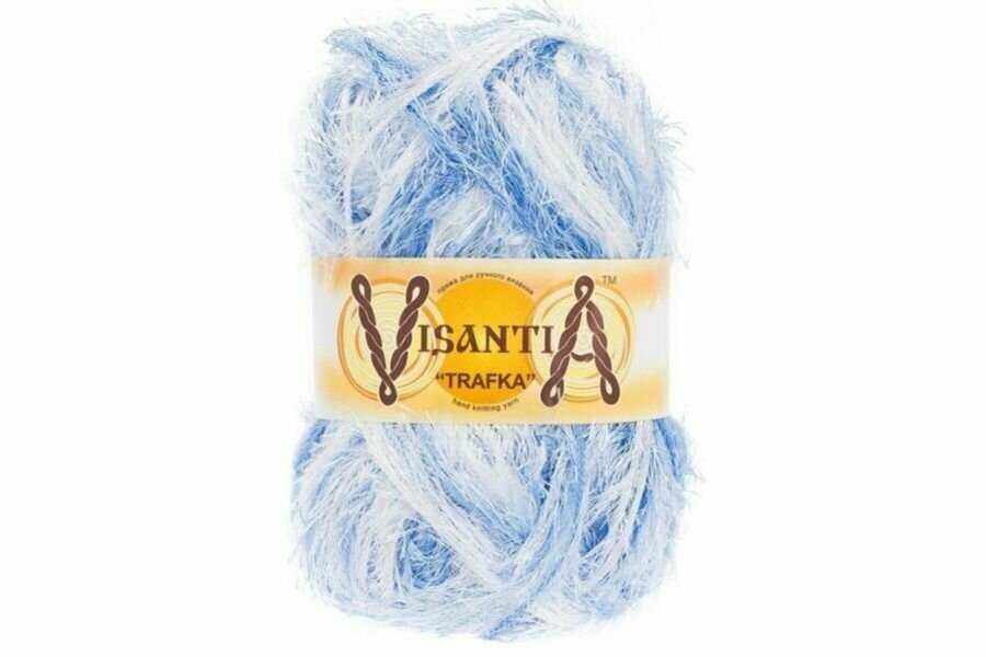 Набор пряжи Visantia Trafka, меланжевая, 100% полиэстер, 1*100 г, 150 м, №3327 белый светло-голубой голубой
