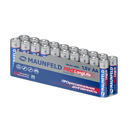 Батарейки MAUNFELD PRO Long Life Alkaline AA (LR6) MBLR6-PB20, спайка 20 шт.