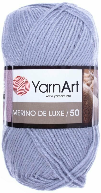 Пряжа YarnArt Merino de Luxe 50 (Ярнарт Мерино де Люкс) 100г, 280м, 50% шерсть 50% акрил, цвет 3072 светло-серый, 1 шт.