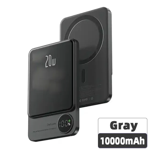 Power Bank для телефона с поддержкой MagSafe Магнитный внешний аккумулятор c подставкой Powerbank 10000mAhGray 3500₽