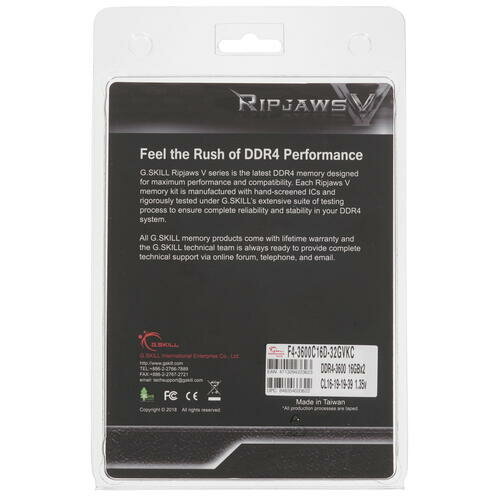 Оперативная память DDR4 G.skill Ripjaws V 32GB (2x16GB kit) 3600MHz CL16 1.35V CLASSIC BLACK (F4-3600C16D-32GVKC)