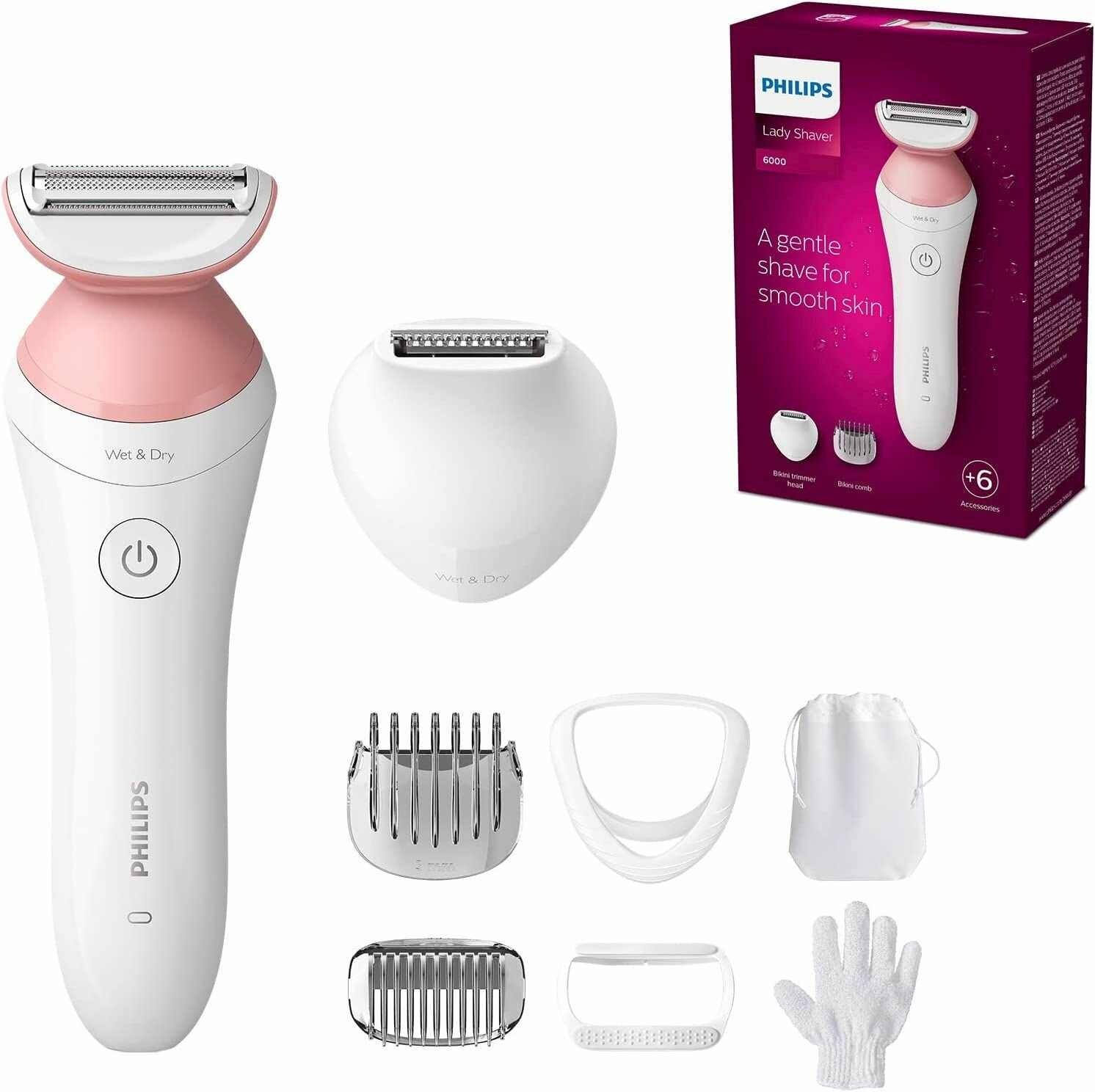 Электробритва для женщин Philips Lady Shaver Series 6000, BR_146/00, белый, Нидерланды - фотография № 1