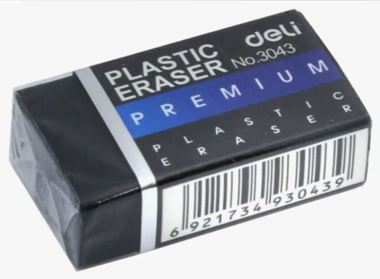 Ластик Deli Premium 40x22x12мм черный индивидуальная картонная упаковка