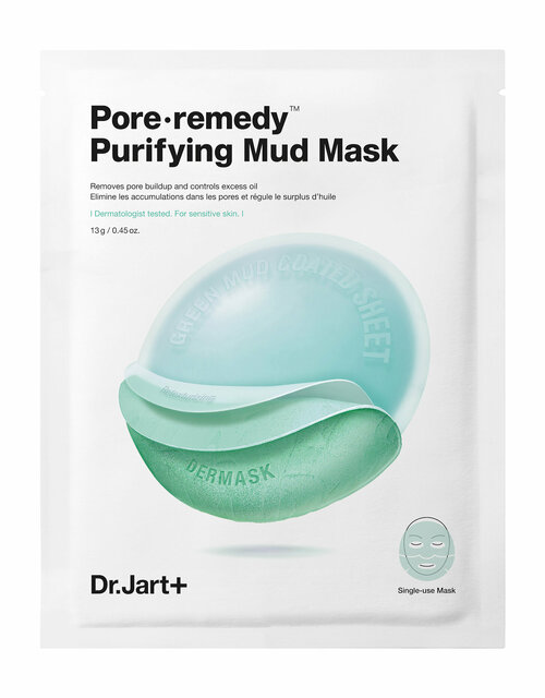 Обновляющая тканевая маска для лица с зеленой глиной Dr.Jart Pore ∙ Remedy Purifying Mud Mask