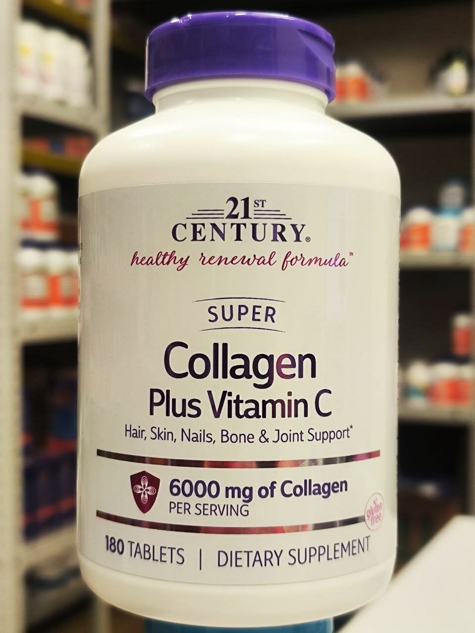 Коллаген 21st Century Super Collagen Plus Vitamin C, 6000 мг в порции, 180 таблеток